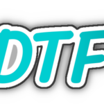 Napis DTF w stylu naklejki